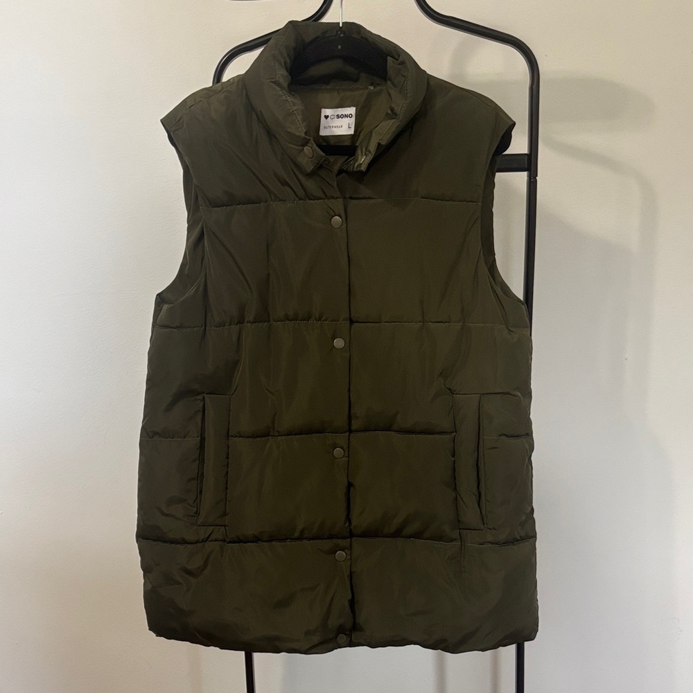 Ci Sono Dark Green Quilted Vest